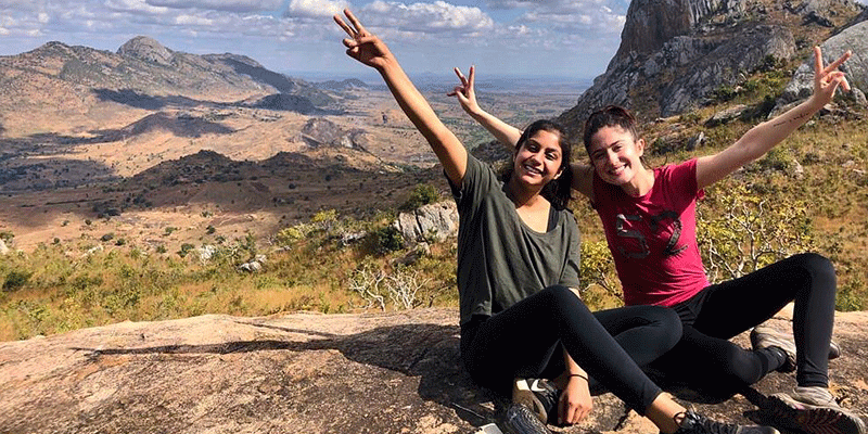 Anoosha (left) and Christina (right) on the hike up Nkhoma Mountain!