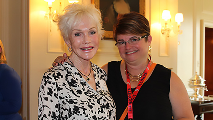 Marise Robbins Forbes with Jo Downey, donor of the Sesquicentennial Garden