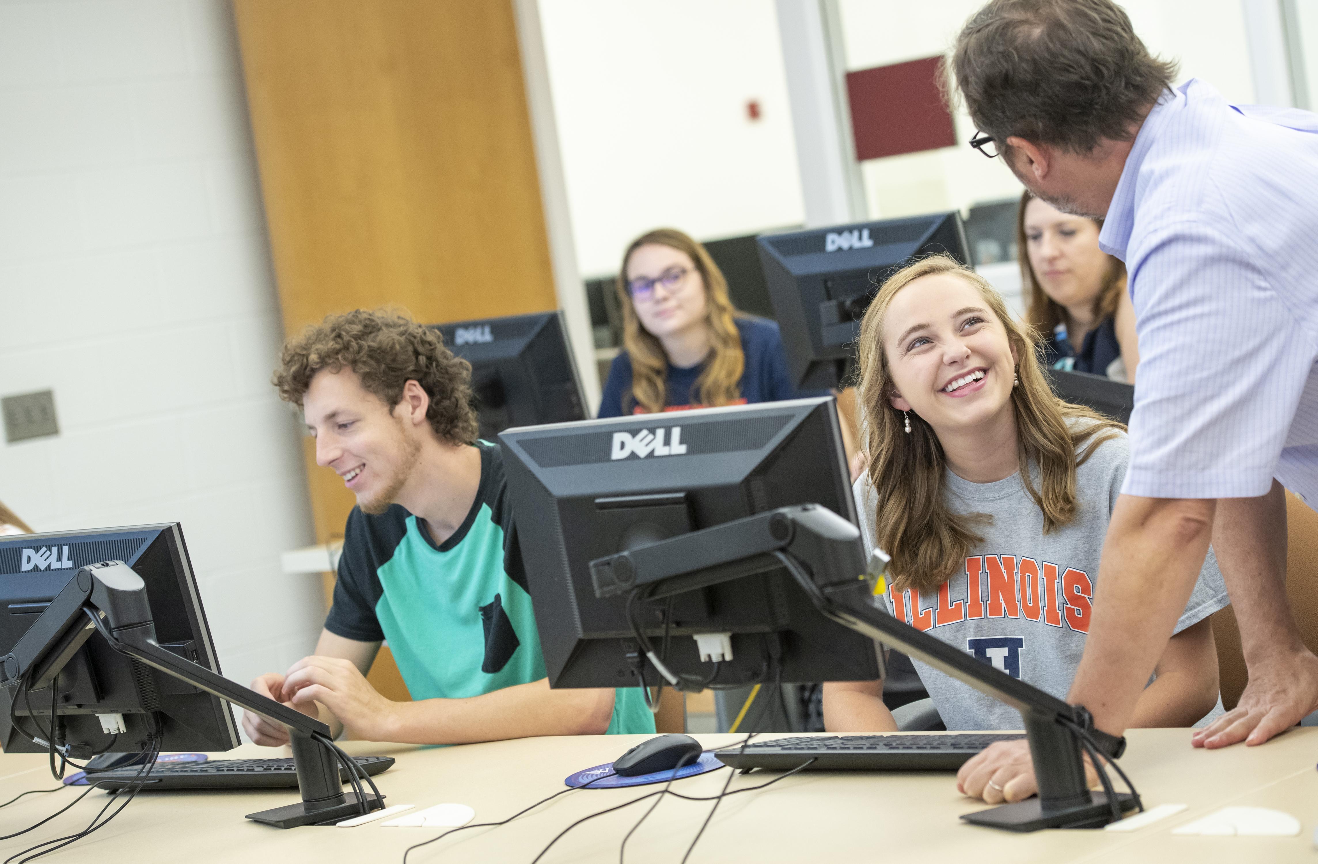 Professor speaking with a student