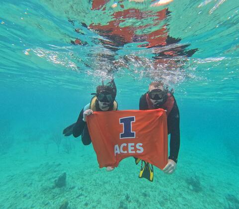 ACES students in the Bahamas exploring coral reefs.