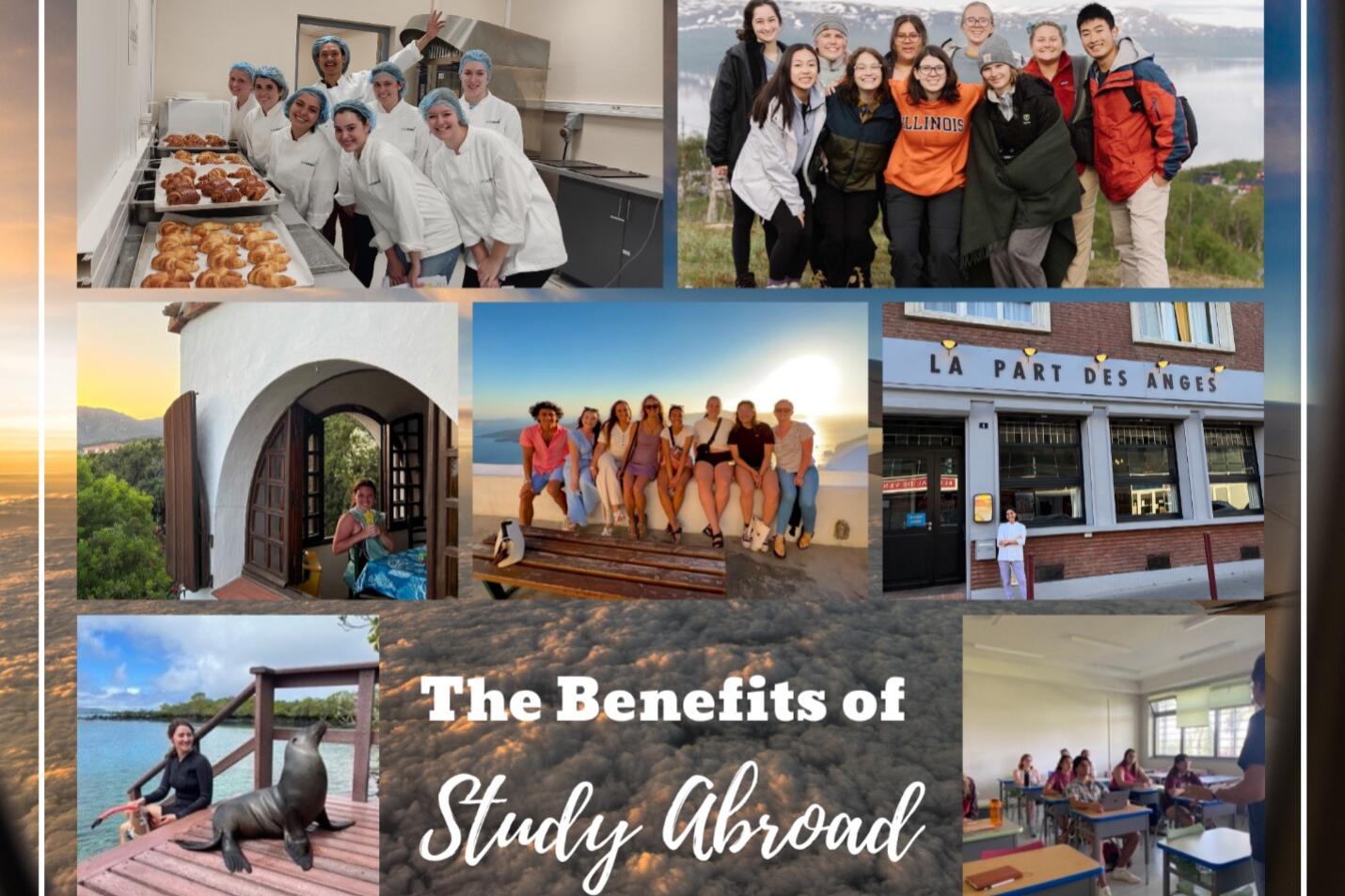 Various pictures of student on their study abroad trips.
