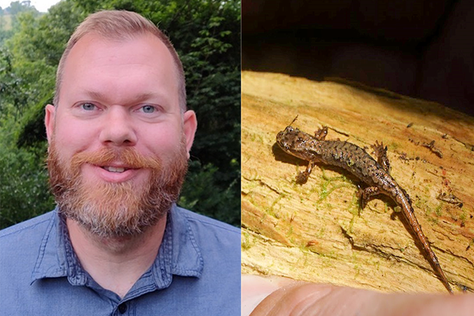 Sam Stickley, along with a pygmy salamander