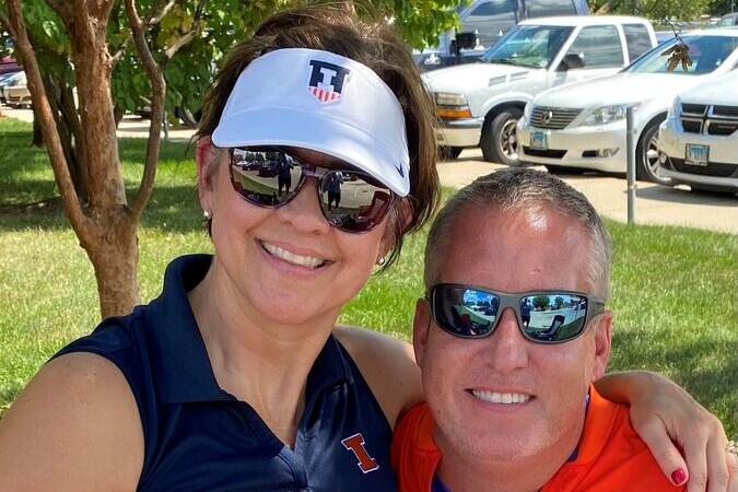 Jenny Larson and her husband at an Illini sporting event