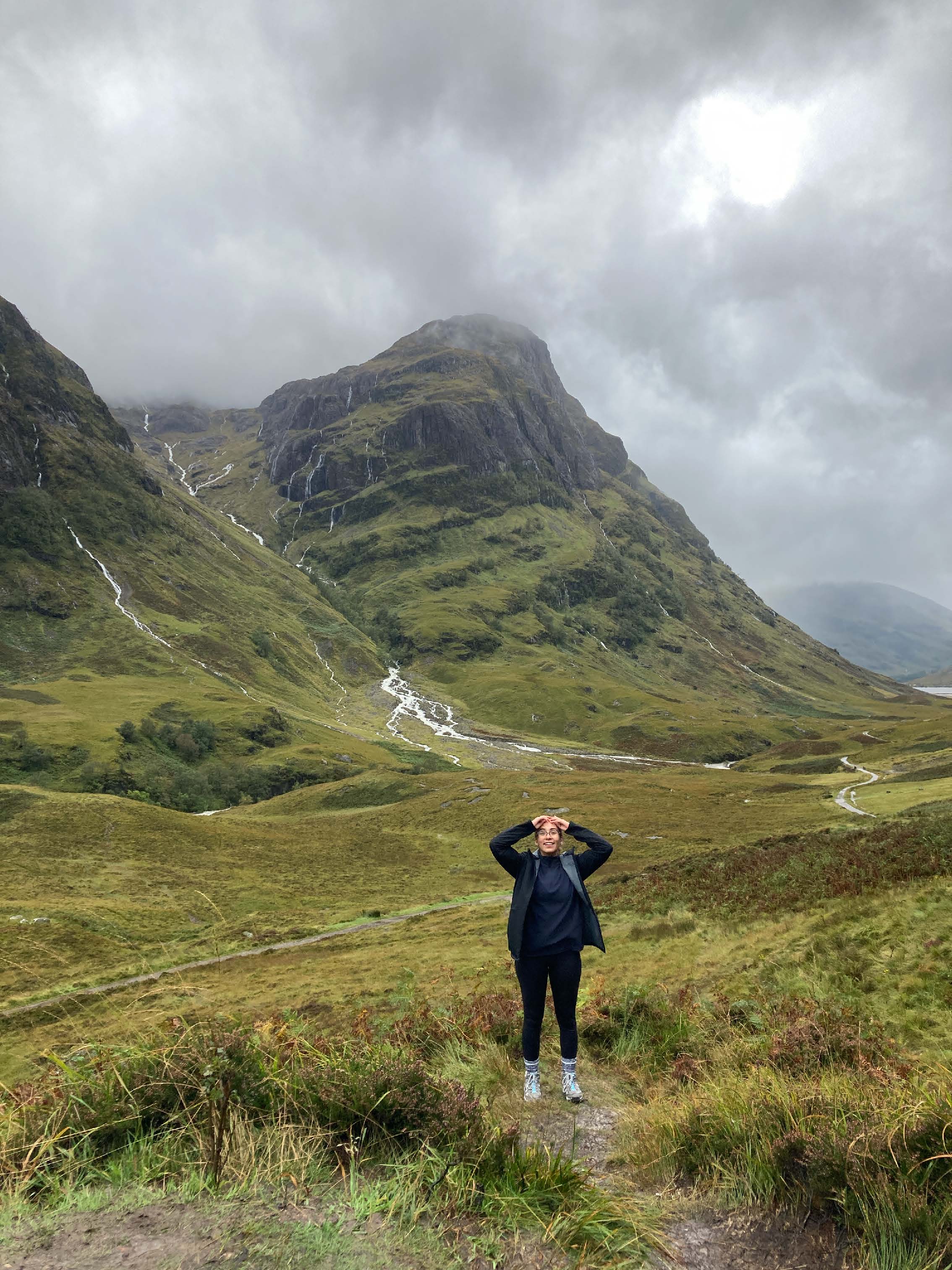 Paola in Scotland, mountains in the background. 