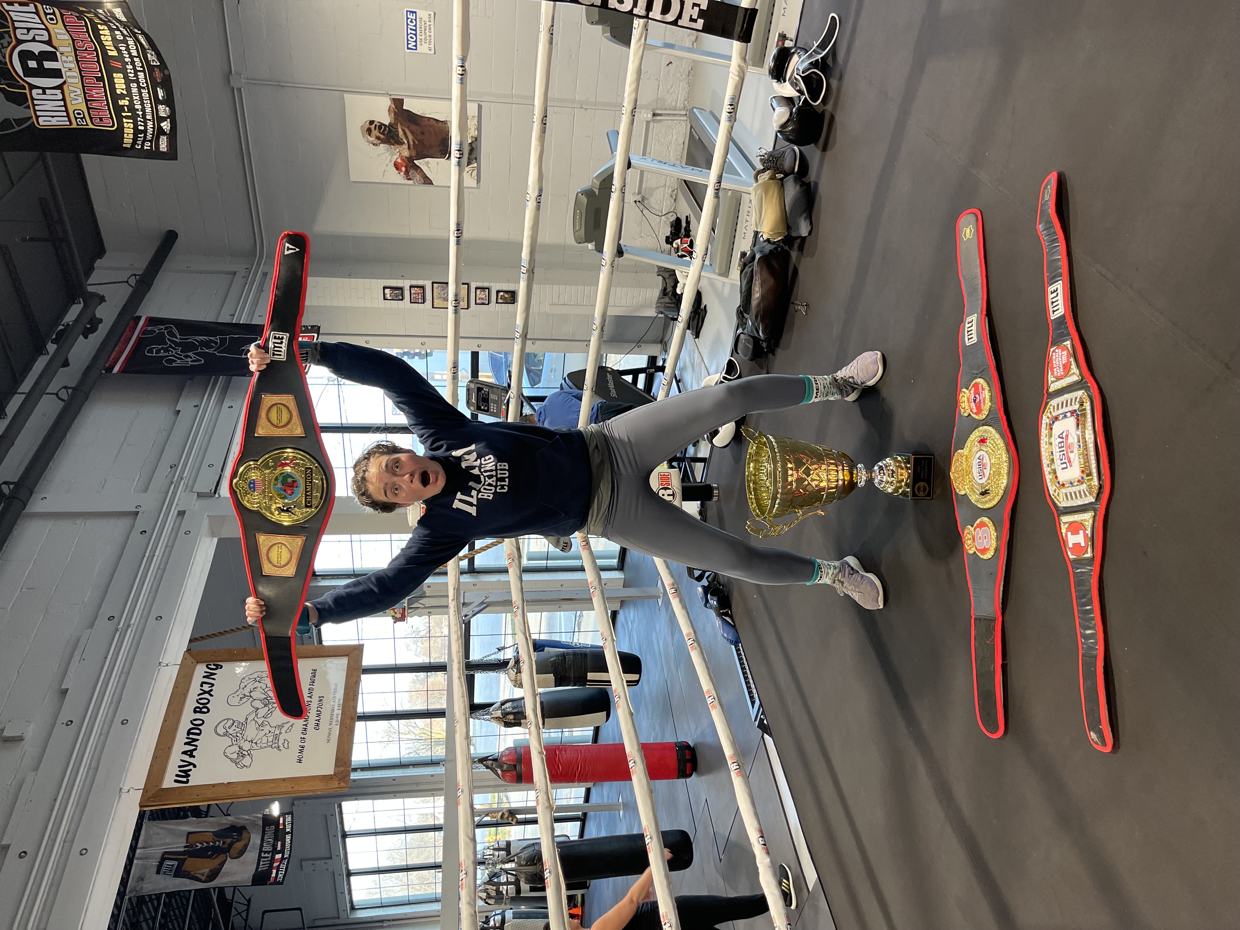 Shelby Harrison with her boxing championships