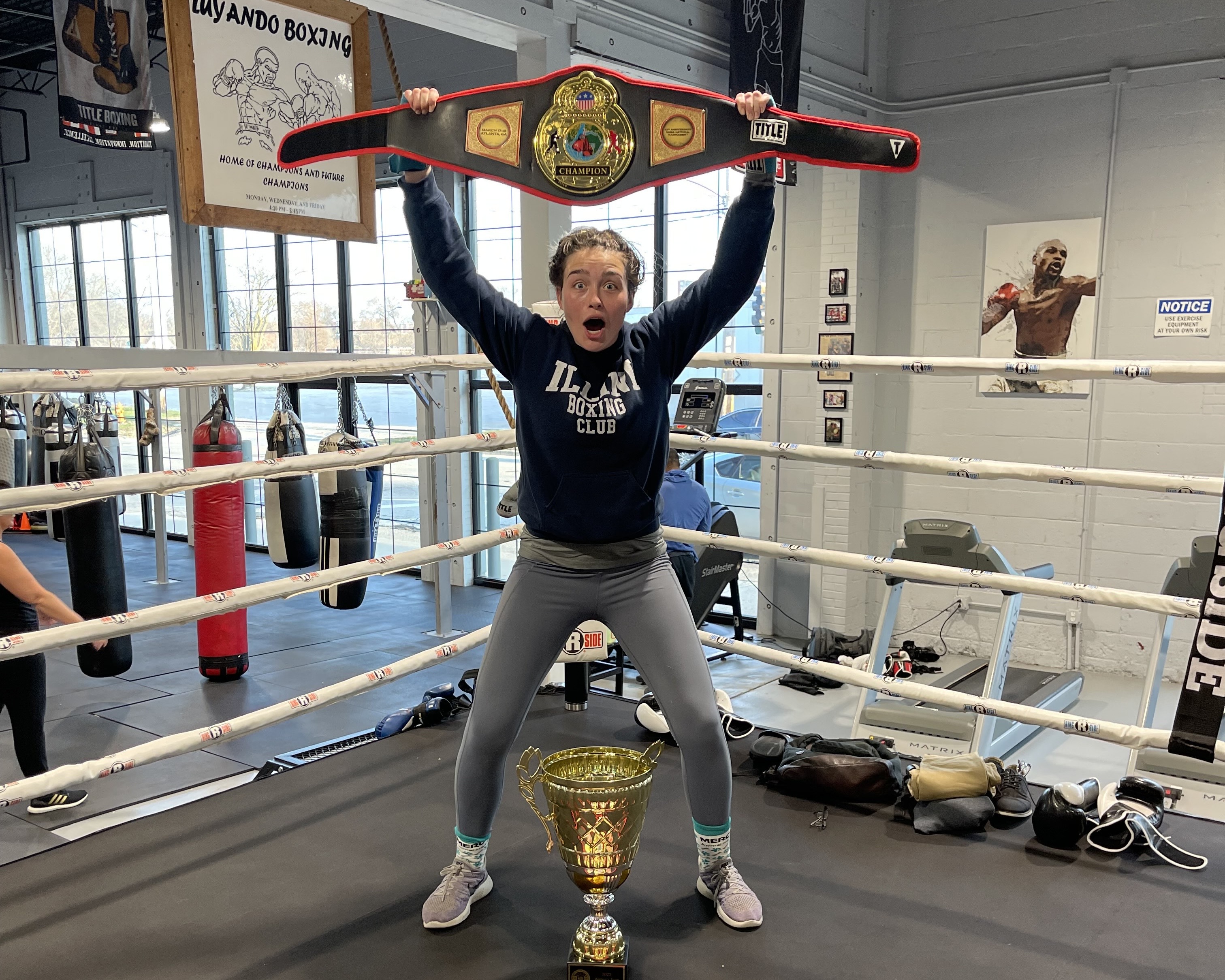 Shelby Harrison with her boxing championships
