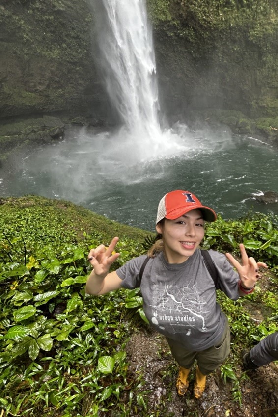JImena at waterfall in Ecuador 