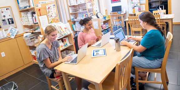 Students working together at their computers