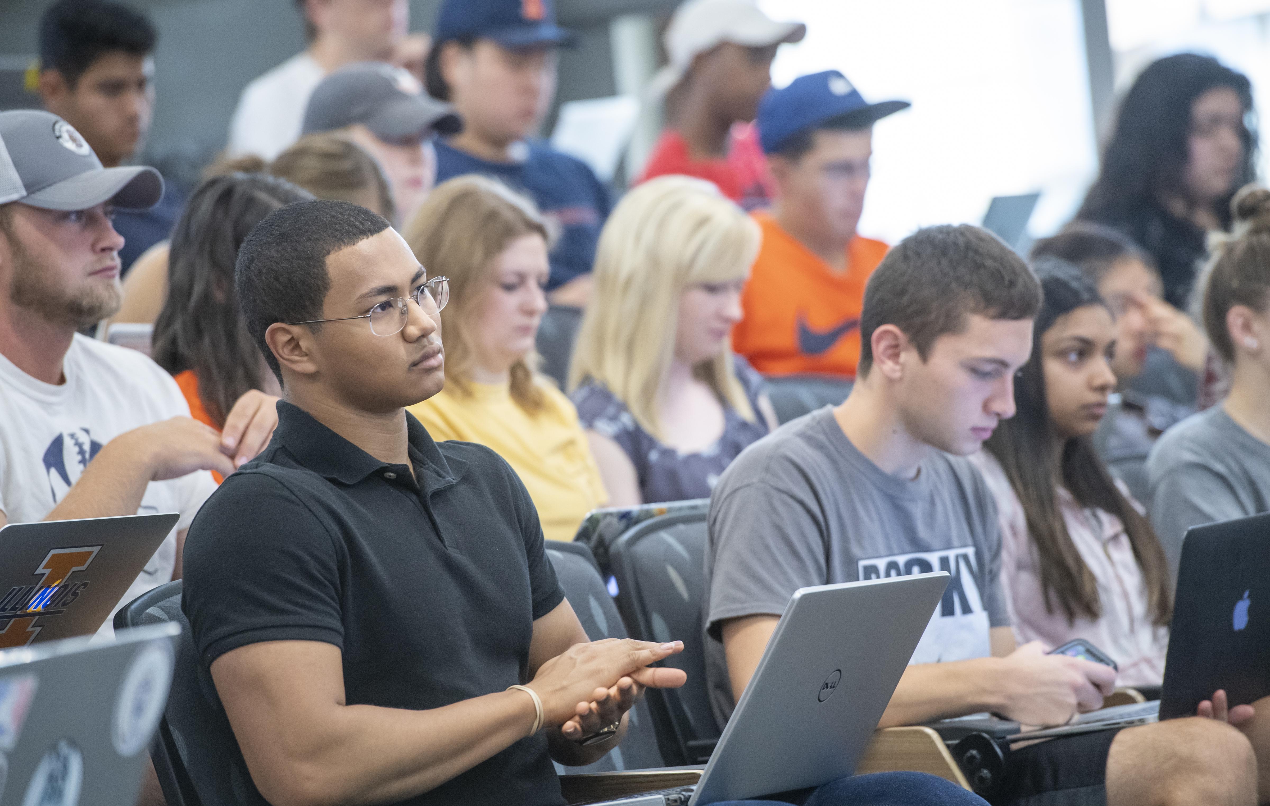 Students sitting in a classroom