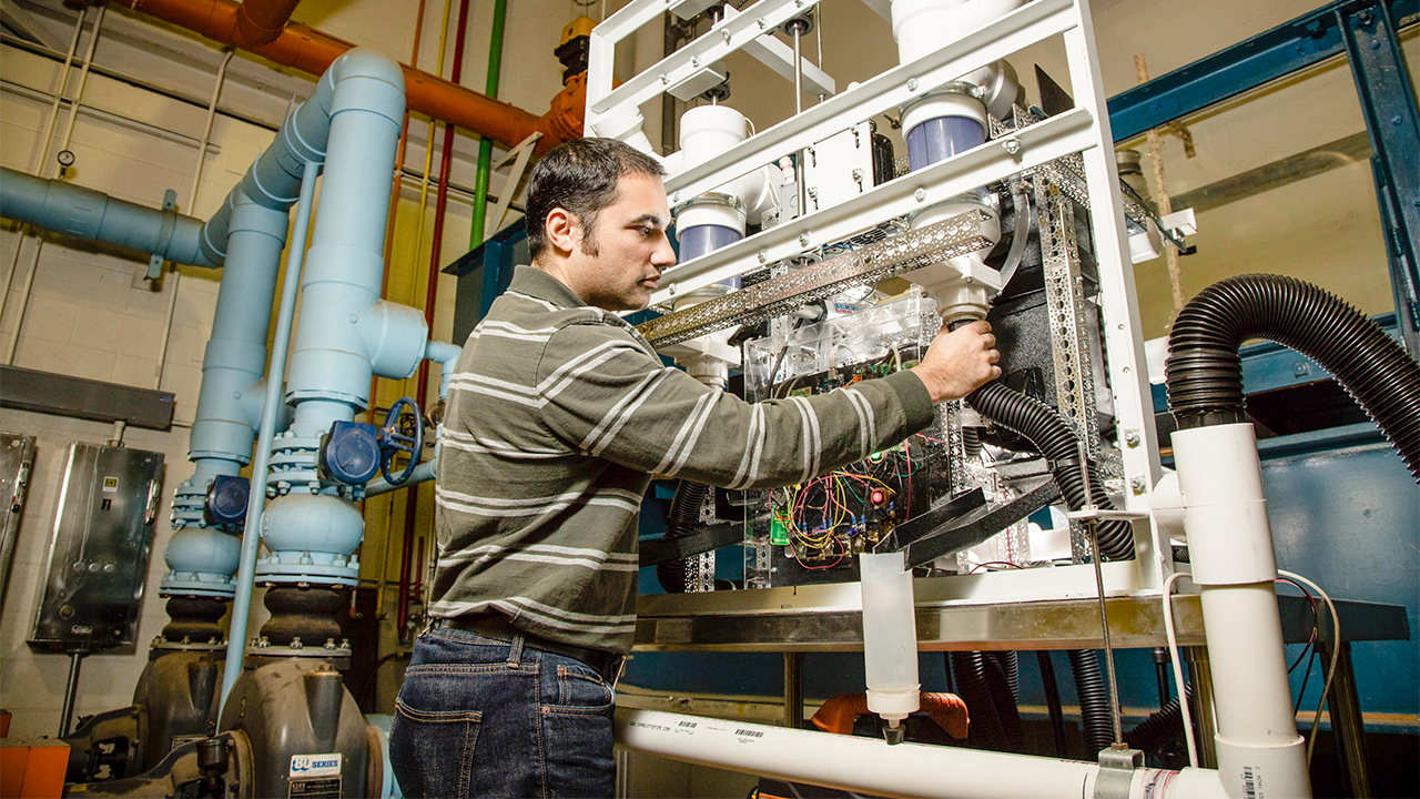 Student working in a lab