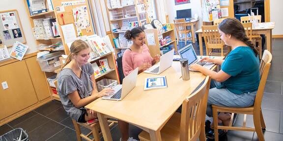 Students working at computers