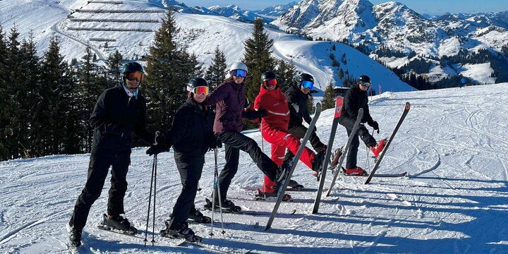 Students in Austria skiing