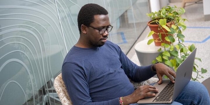 Student at a computer.