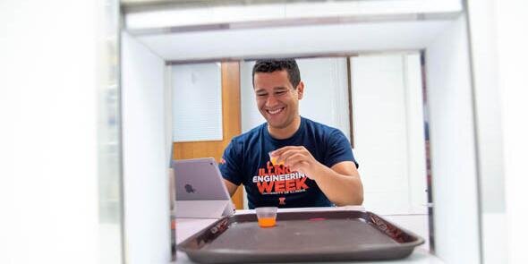 Student testing a sample