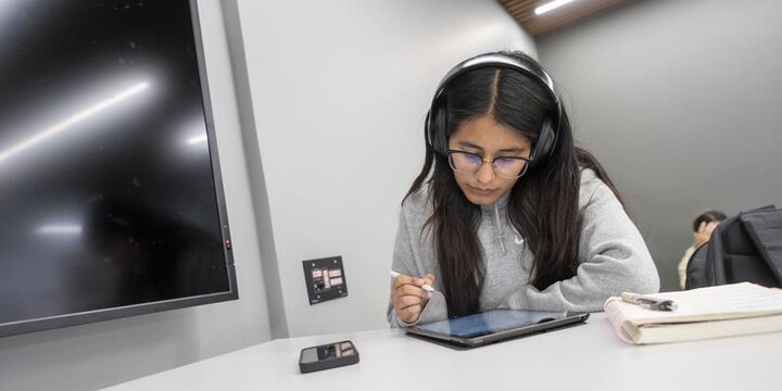 student on a laptop.