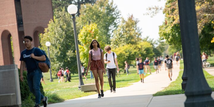 Students walking on ACES campus.