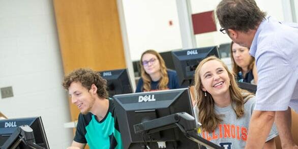 Students working at a computer