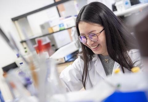 Student working in a lab