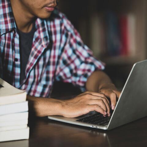 Student working on a computer.