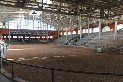 A picture of the Dr. Doug Parrett Memorial Arena in the Stock Pavilion.