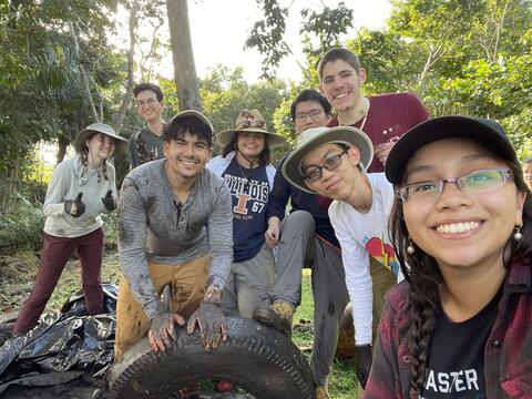 student working on ecosystem restoration in Puerto Rico