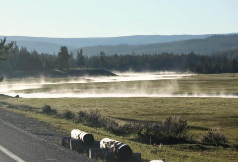 landscape with visible moisture from the ground