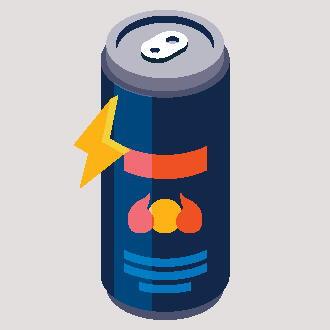 A schematic of an energy drink in a can
