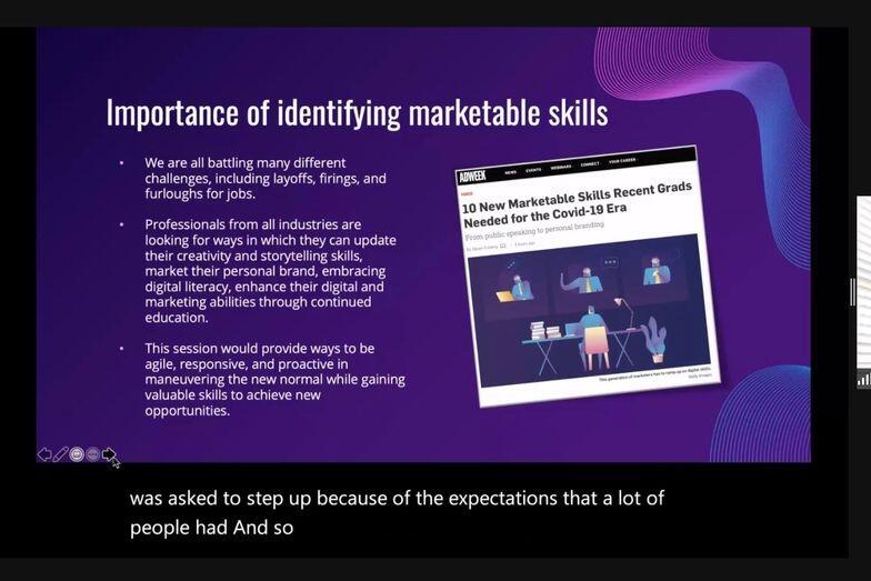 screenshot of virtual conference session slide with photo of speaker