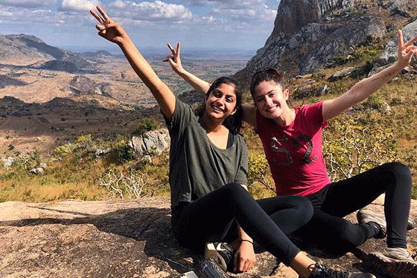 Anoosha (left) and Christina (right) on the hike up Nkhoma Mountain!