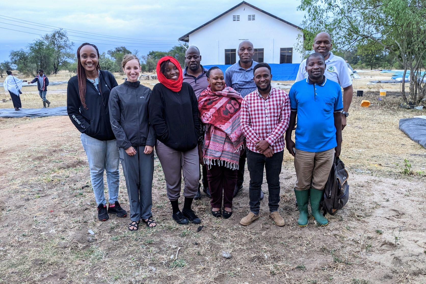 Alix (second from left) with her research group in Tanzania.