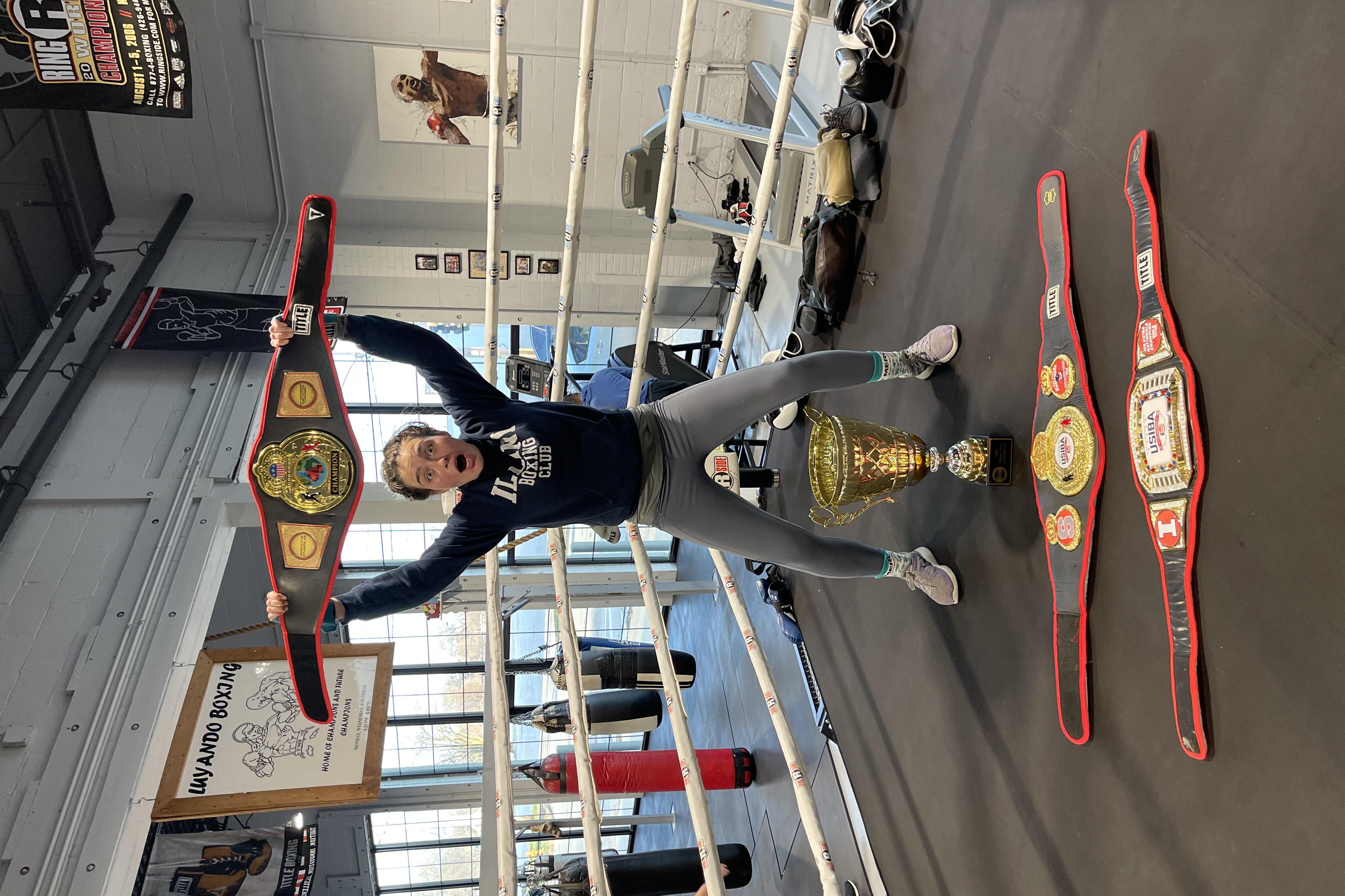 Shelby Harrison with her boxing championships