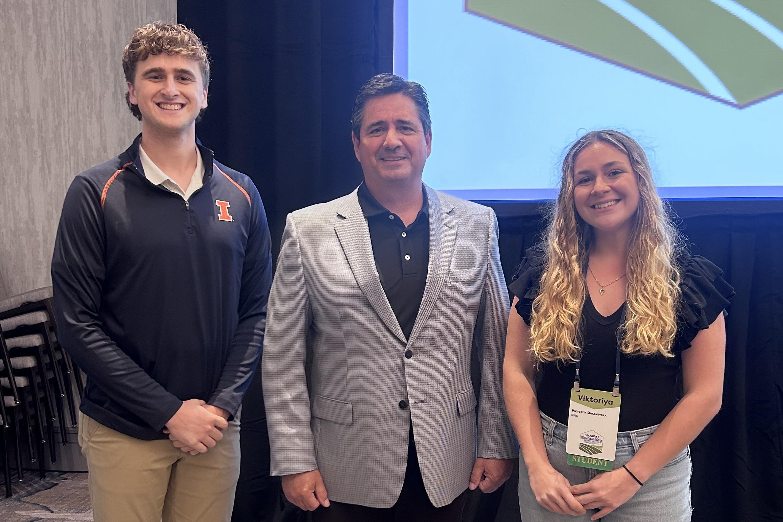 Miller and Dragnevska with the Director of the Illinois Department of Agriculture: Jerry Costello