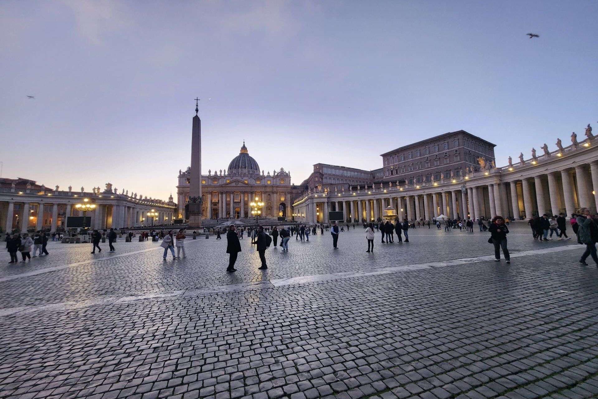 Sunset at Saint Peter's Basilica in the Vatican City. 