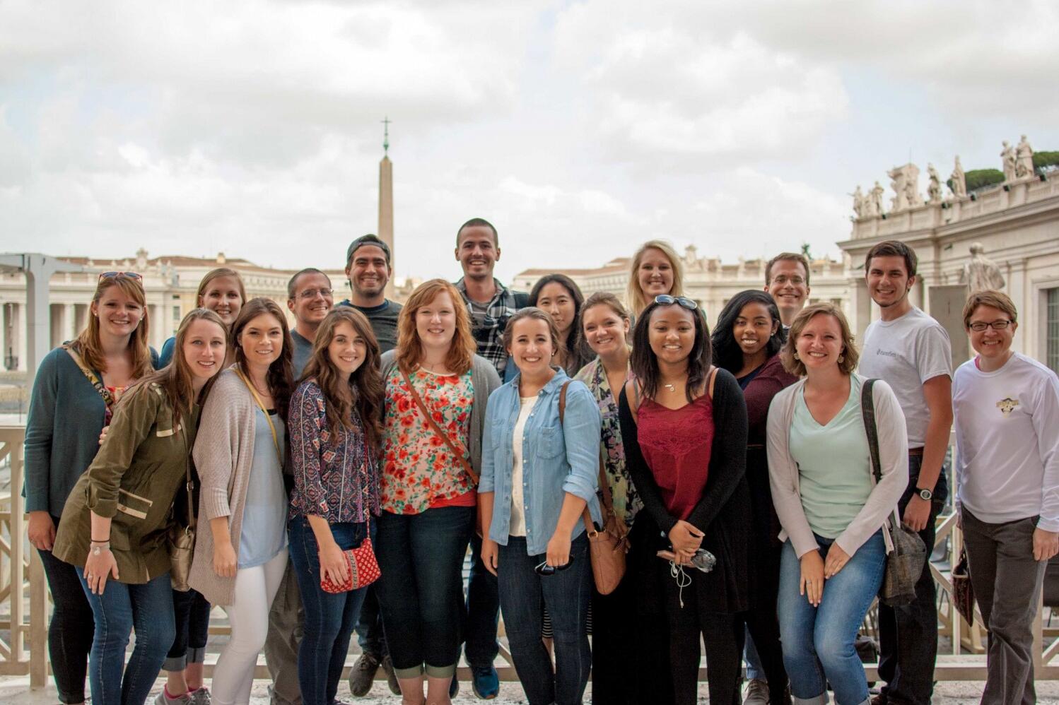 Group of students posing on a study abroad trip