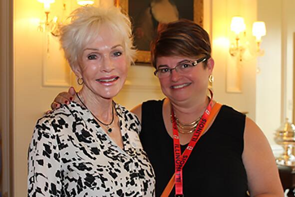 Marise Robbins Forbes with Jo Downey, donor of the Sesquicentennial Garden