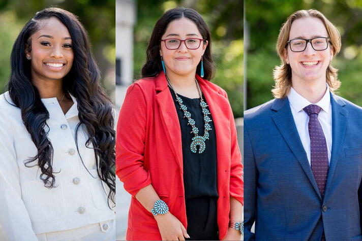 Composite photo of three young people in business clothes