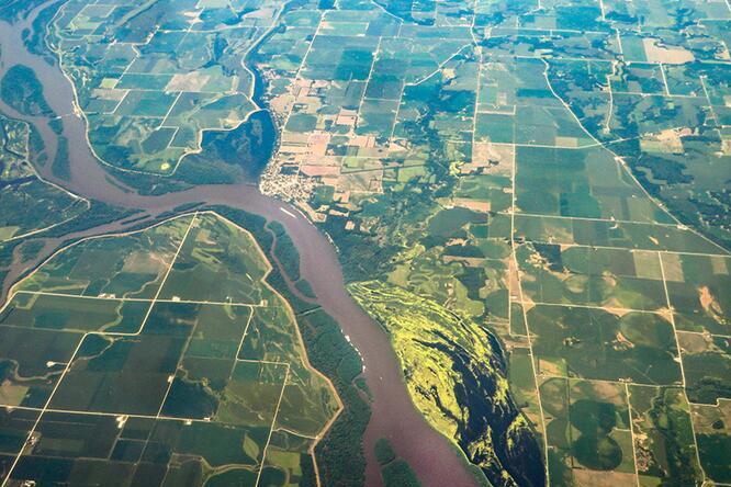 Aerial view of the Mississippi River