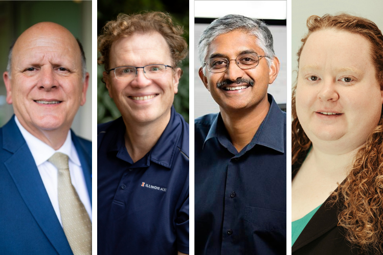 Headshots of CDA leaders. Left to right: John Reid, Matthew Hudson, Vikram Adve, and Christina Tucker