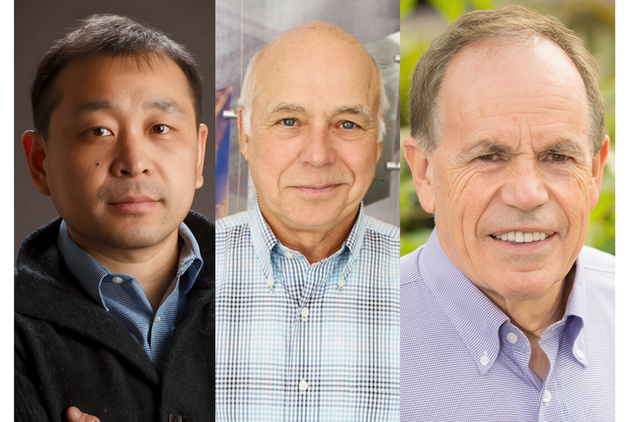 Headshots of Kaiyu Guan (left), Donald Ort (center), and Stephen Long (right)