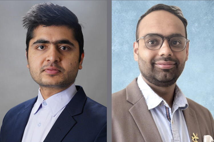 FFAR fellows Sandesh Poudel (left) and Abichal Poudel Composite headshots of Sandesh Poudel and Abichal Poudel