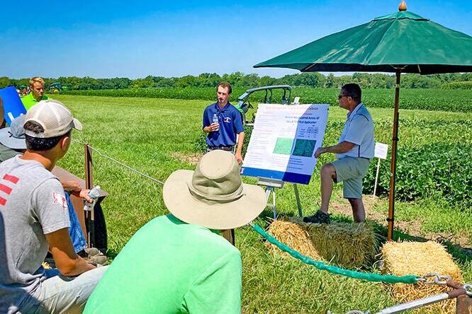 University of Illinois scientists explain the latest crop research to attendees at a recent Orr Agricultural Center field day
