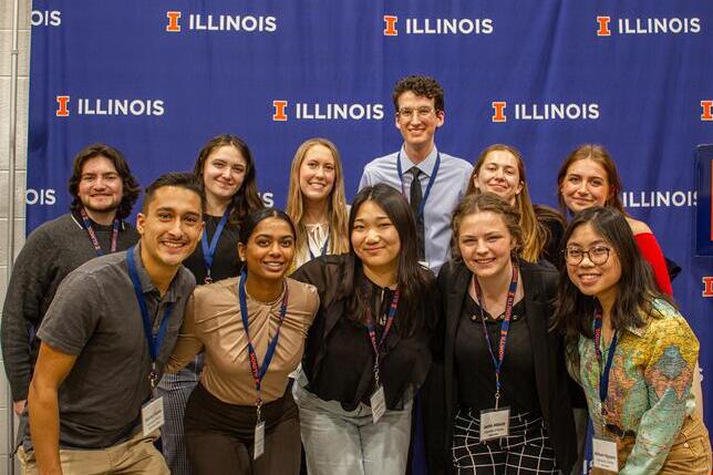 Illinois ASABE members smile for a group picture. 