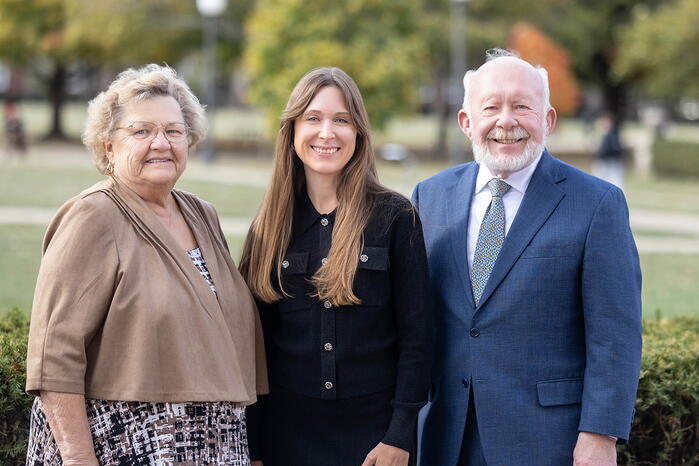 Diane Siemer, Jessica Rutkoski, and Richard Siemer stand together outdoors.
