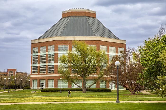 ACES Library with clouds in the background.