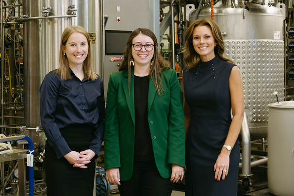 Beth Conerty, Carly McCrory-McKay, and Nicole Bateman (L-R) helped form the iFAB Tech Hub to spur economic growth and job creation in Central Illinois through biomanufacturing and precision fermentation. Photo credit: Anna Longworth Photography