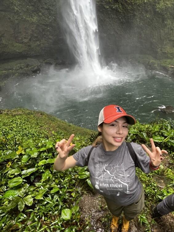 JImena at waterfall in Ecuador 