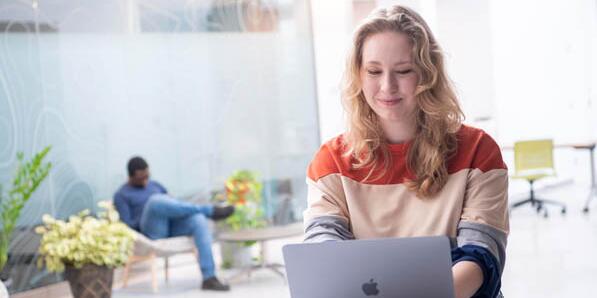 Student working on a computer